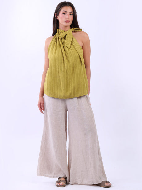Ruffle Tied Top Olive
