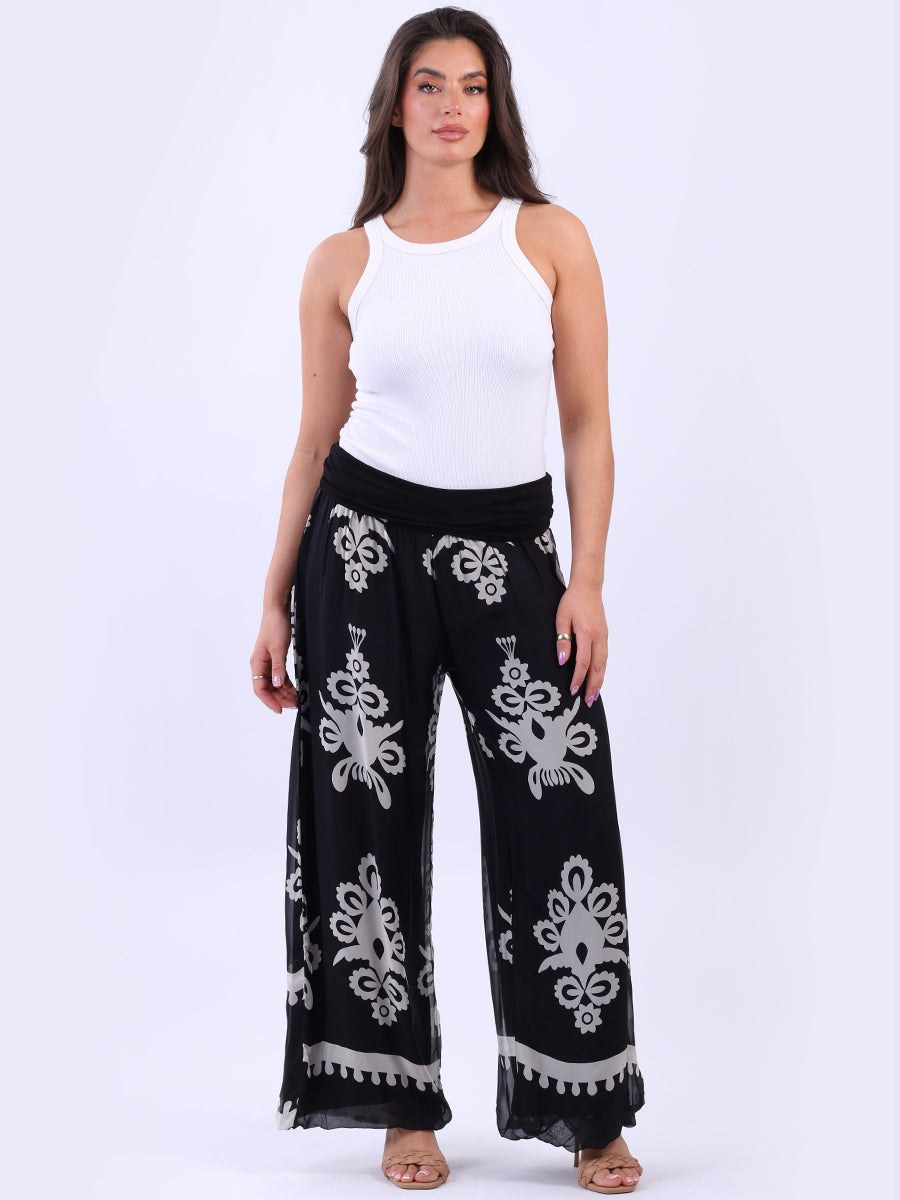 Wide Leg Silk Trouser Black
