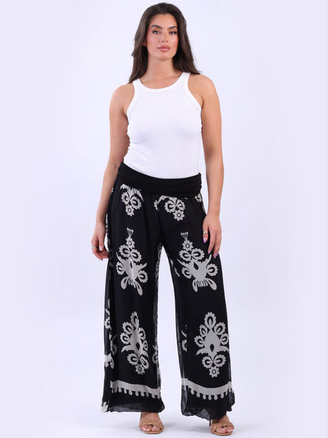 Wide Leg Silk Trouser Black