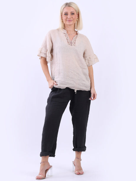 Linen Lagenlook Top Beige