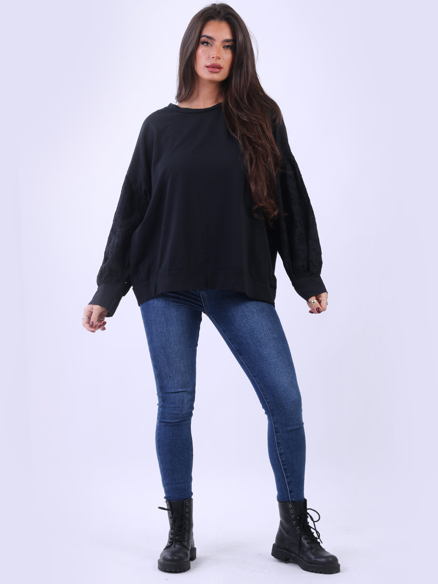 Solid Cotton Baggy Top Black