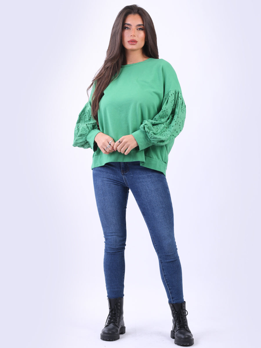 Solid Cotton Baggy Top Green