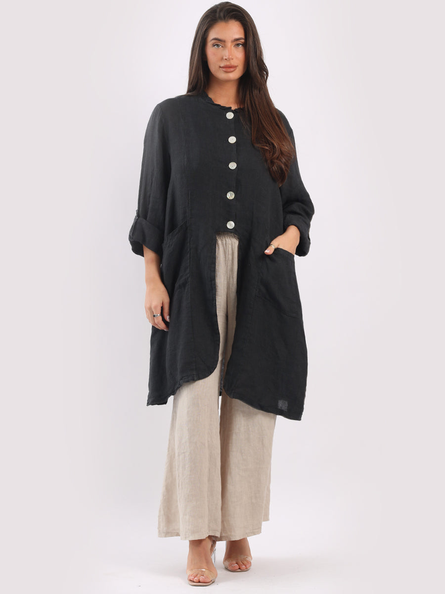 Vintage Wash Linen Jacket Charcoal