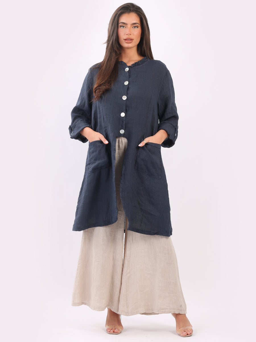 Vintage Wash Linen Jacket Navy