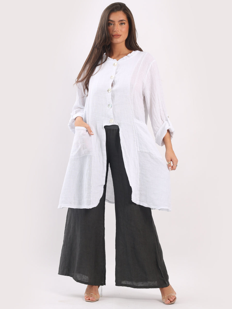 Vintage Wash Linen Jacket White