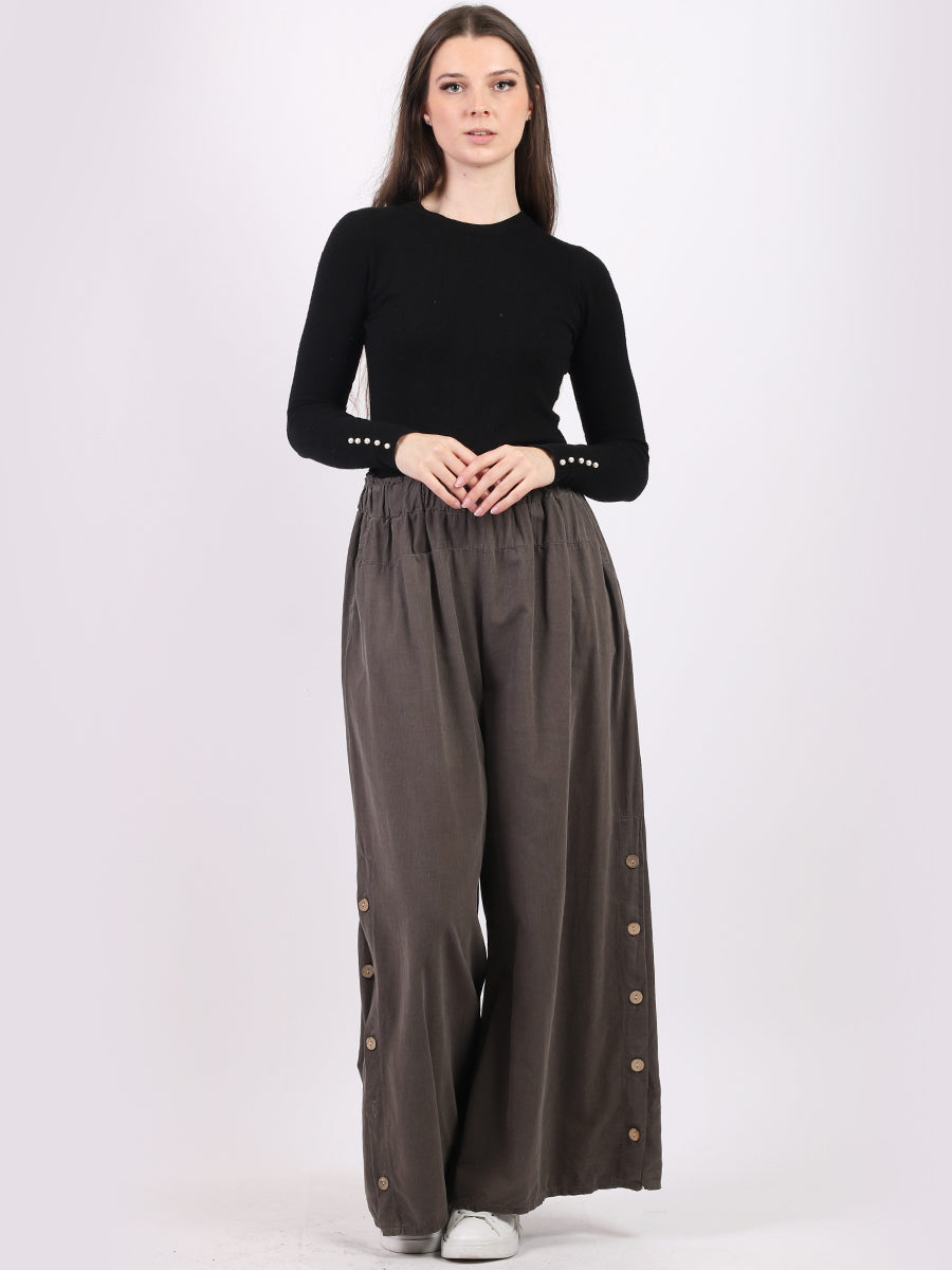 Plain Cotton Corduroy Wide Leg Trouser