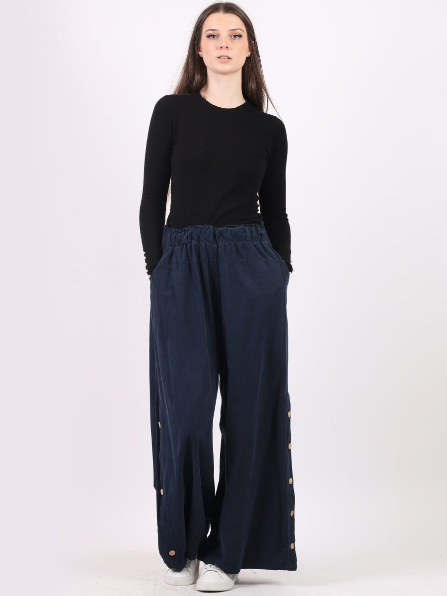Plain Cotton Corduroy Wide Leg Trouser