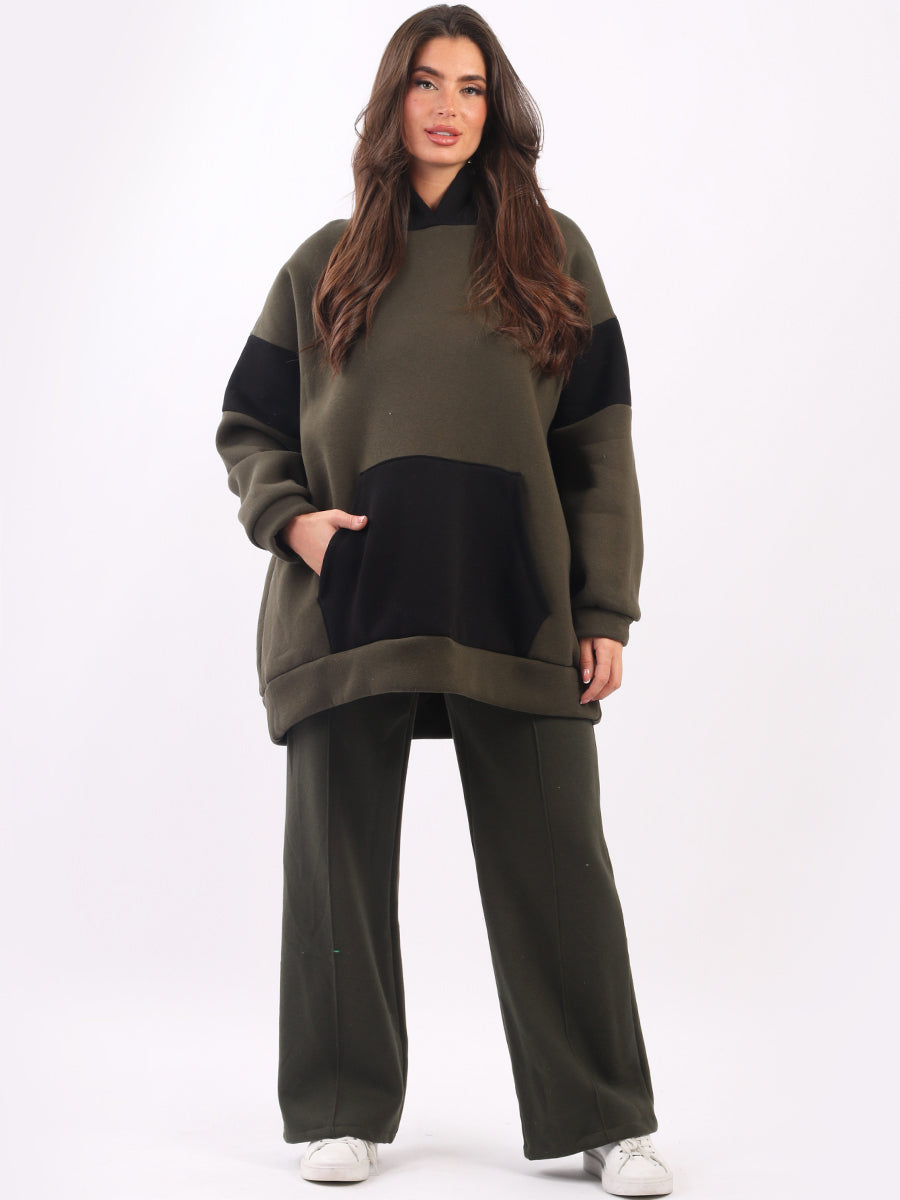 Plain Oversized Ladies Color Block Pullover Hoodie