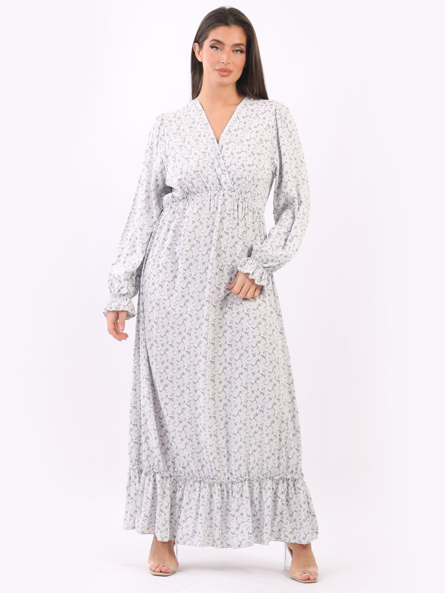 Ditsy Floral Maxi Dress Silver