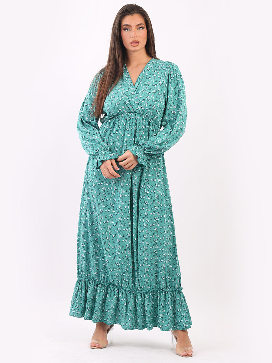 Ditsy Floral Maxi Dress Teal