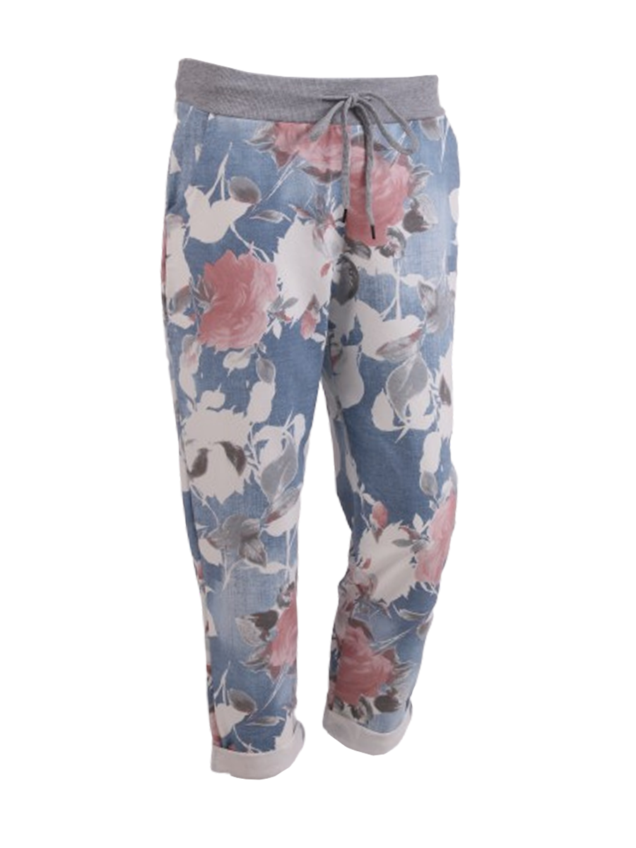 Floral Print Cotton Ladies Denim Slouch Joggers