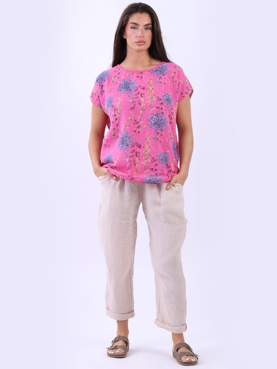 Cotton Crop Top Fuchsia