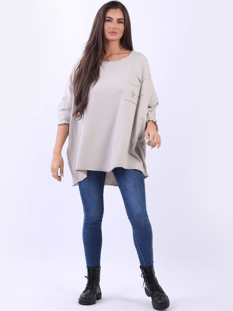 Lagenlook Cotton Tunic Top Beige