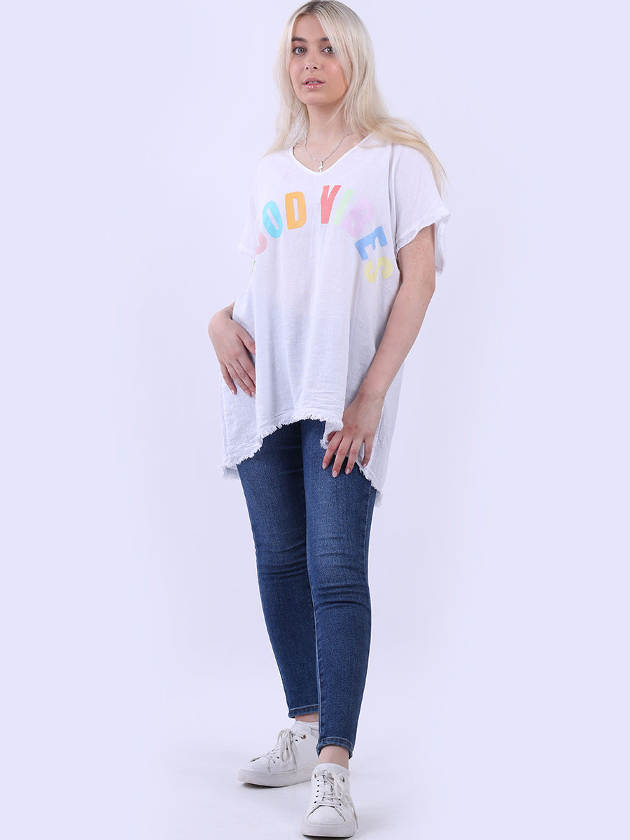 Ladies V-Neck Cotton Lagenlook Tunic Top