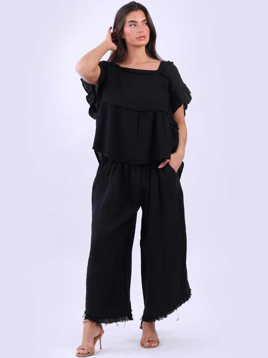 Linen Crop Top Black