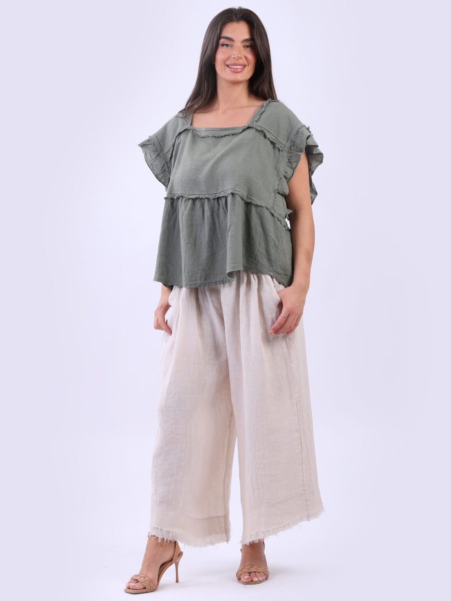 Linen Crop Top Khaki