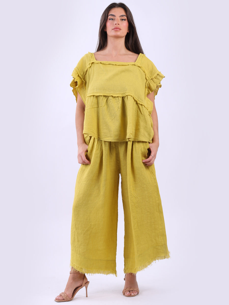 Linen Crop Top Mustard