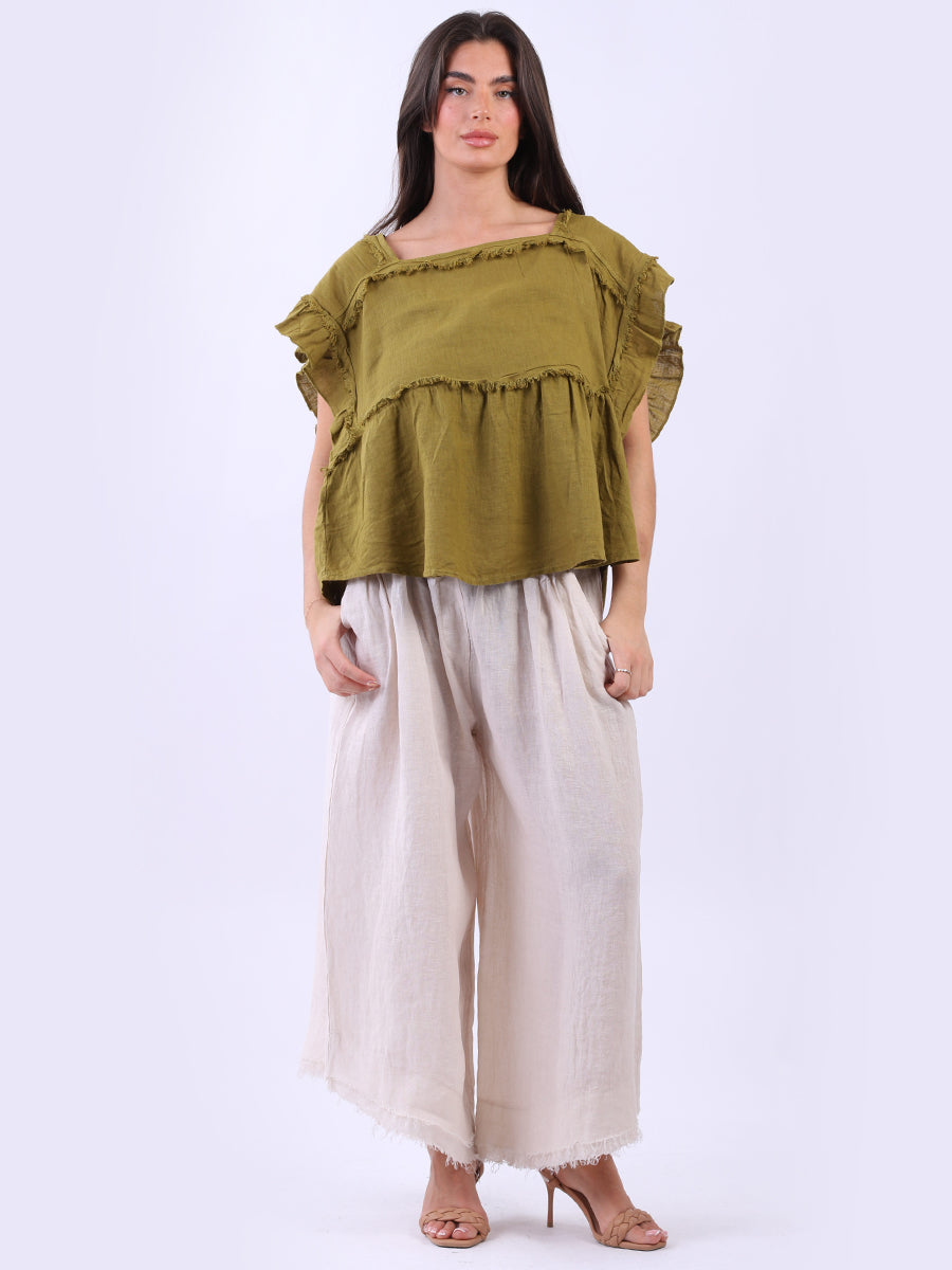 Linen Crop Top Olive