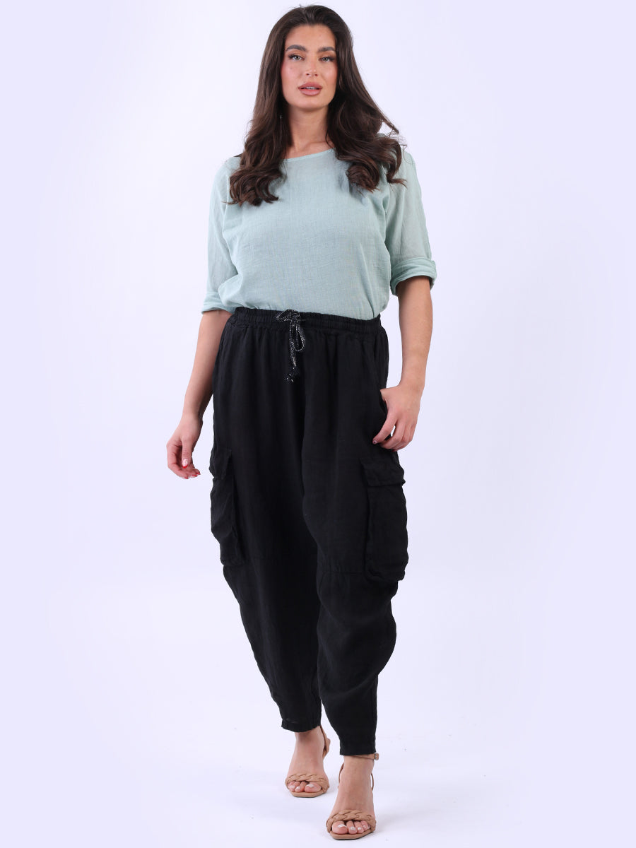 Linen Solid Trouser Black
