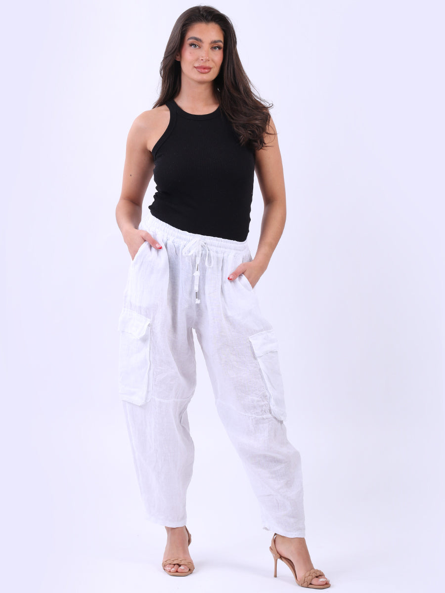 Linen Solid Trouser White