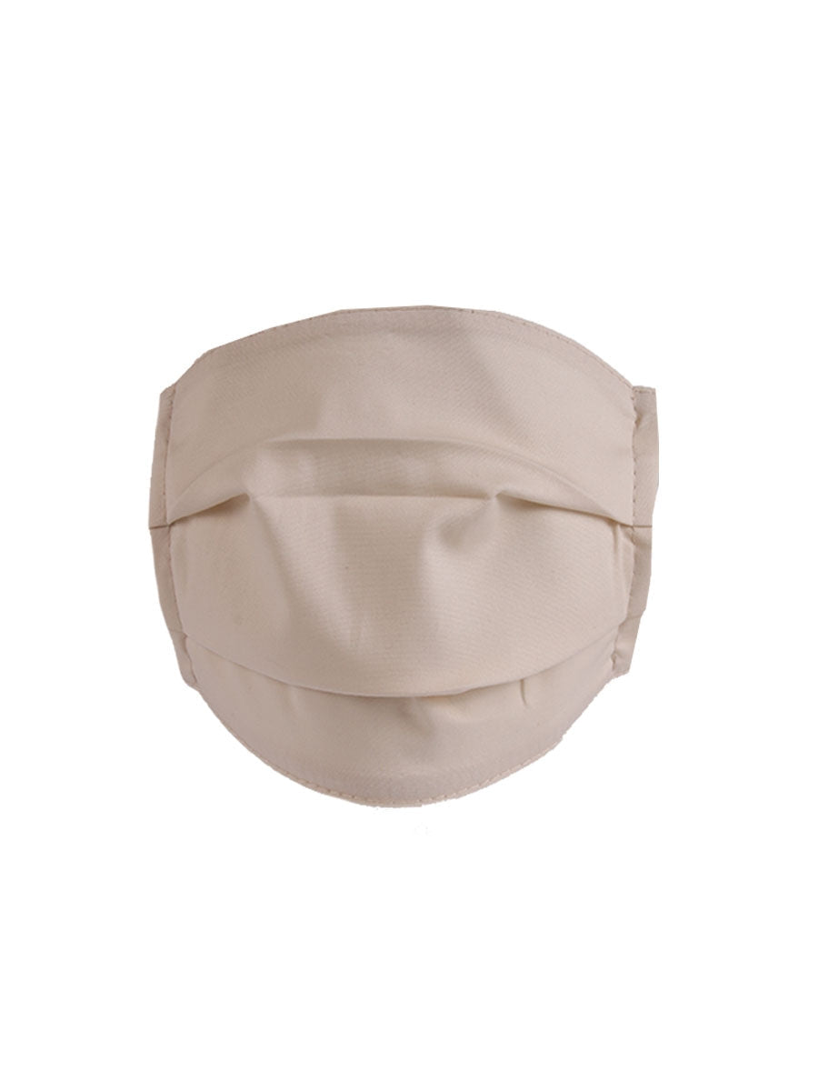 Italian Made Plain Pleated Cotton Washable Face Masks-Beige