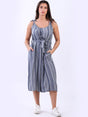 Stripy wide Leg Playsuit Grey