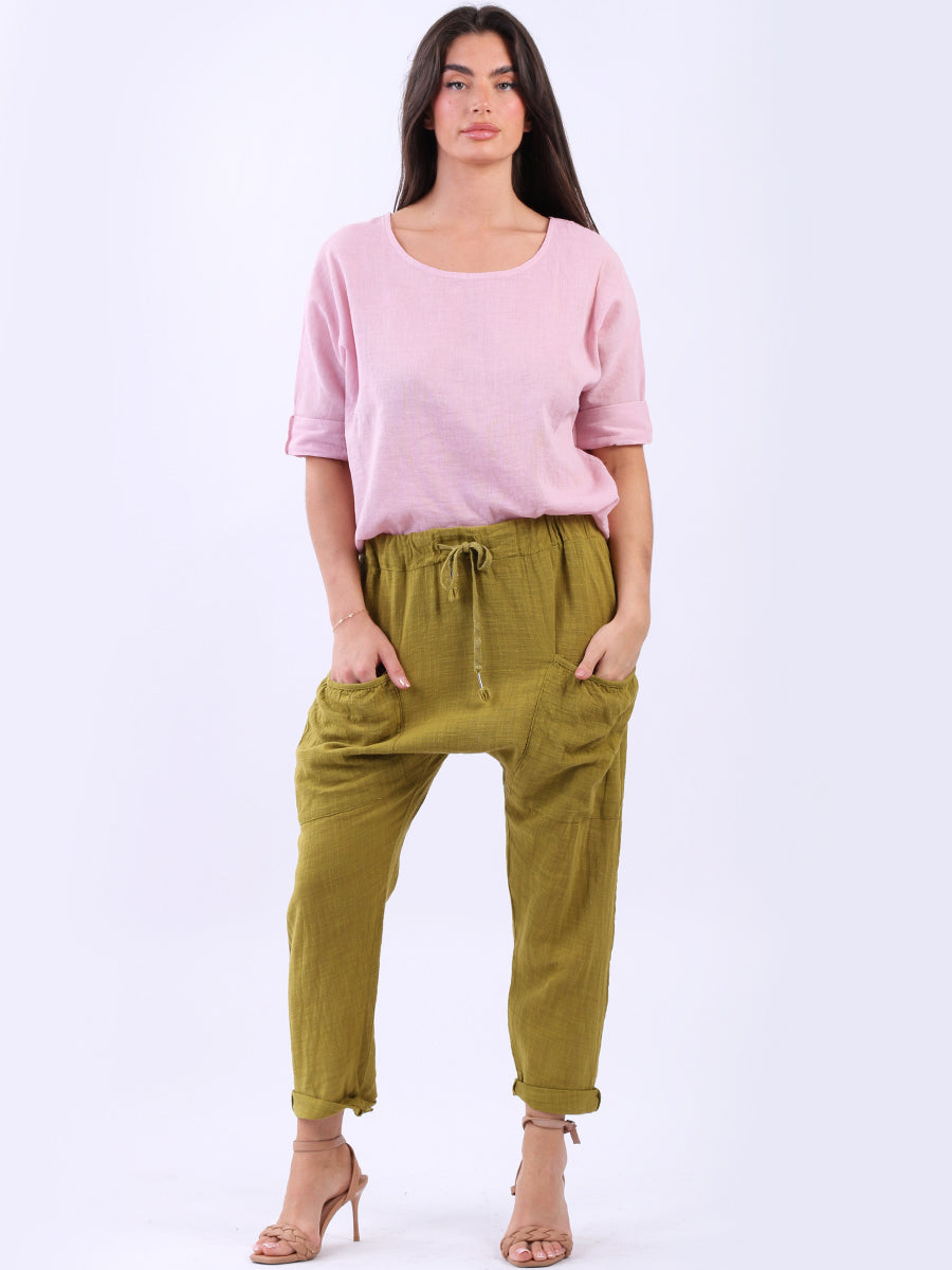 Plain Cotton Pant Olive