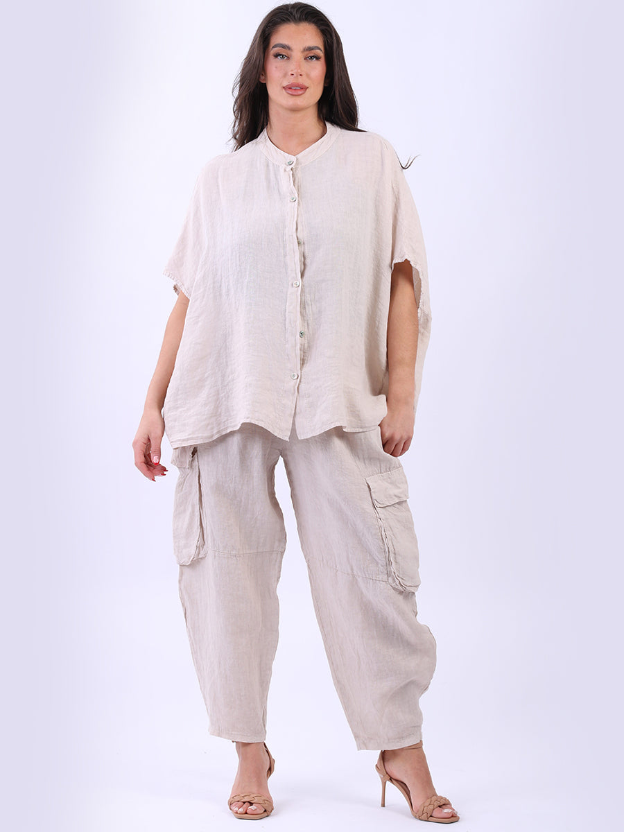 Linen Batwing Top Beige