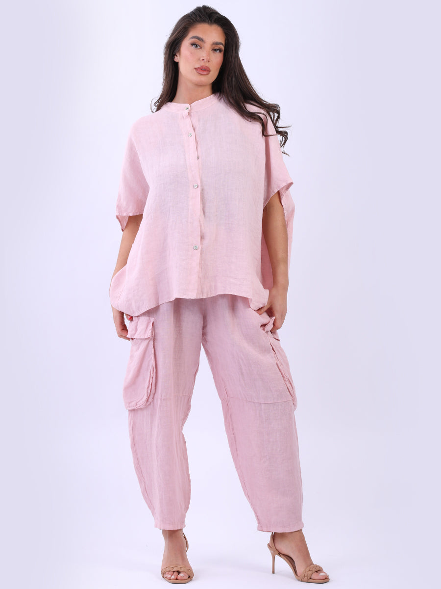 Linen Batwing Top Pink