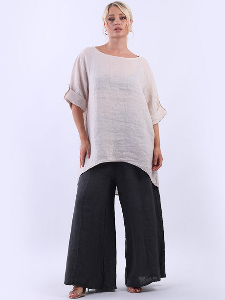 Linen Baggy Top Beige