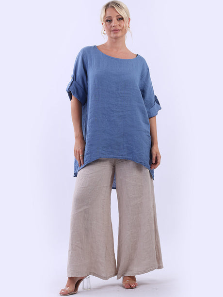 Linen Baggy Top Denim