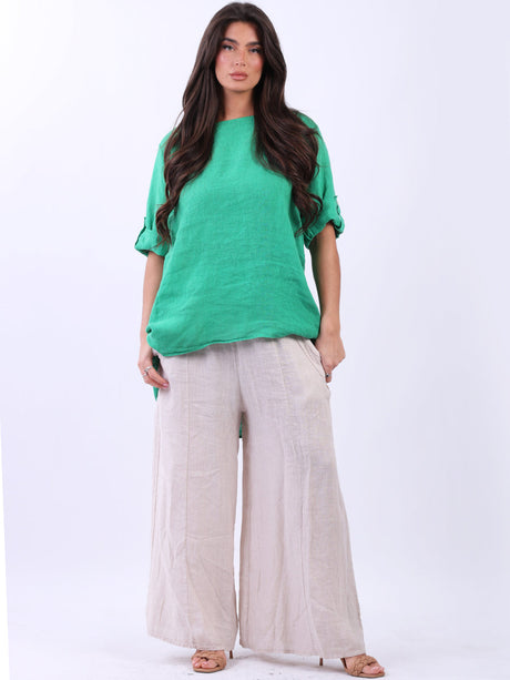 Linen Baggy Top Green