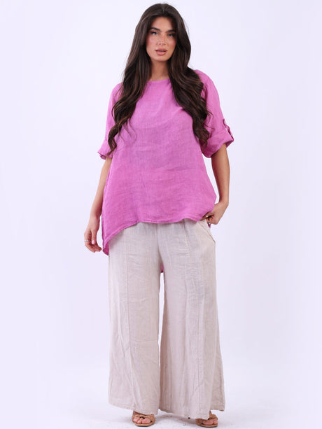 Linen Baggy Top Raspberry