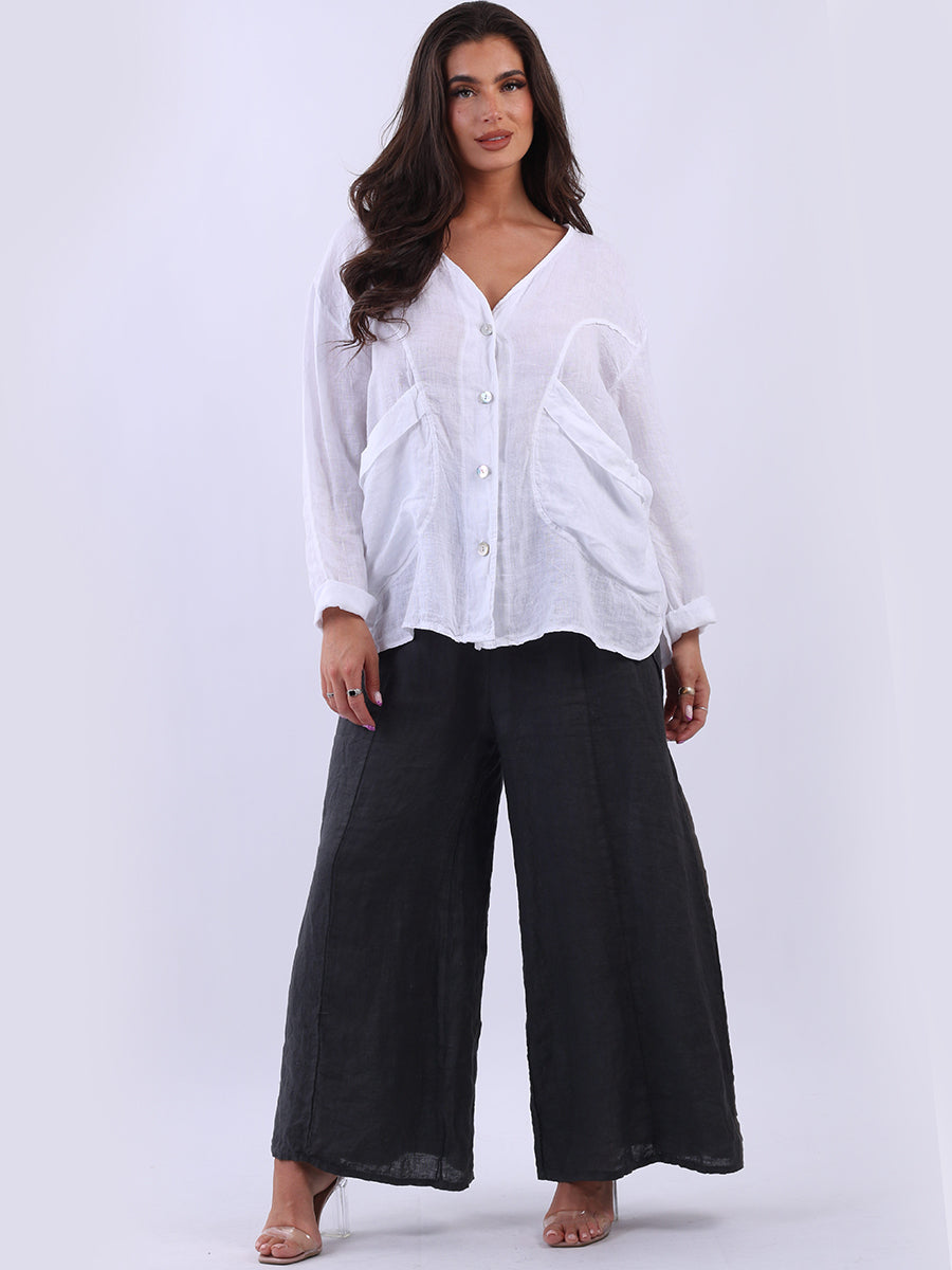 Linen Button Down Jacket White