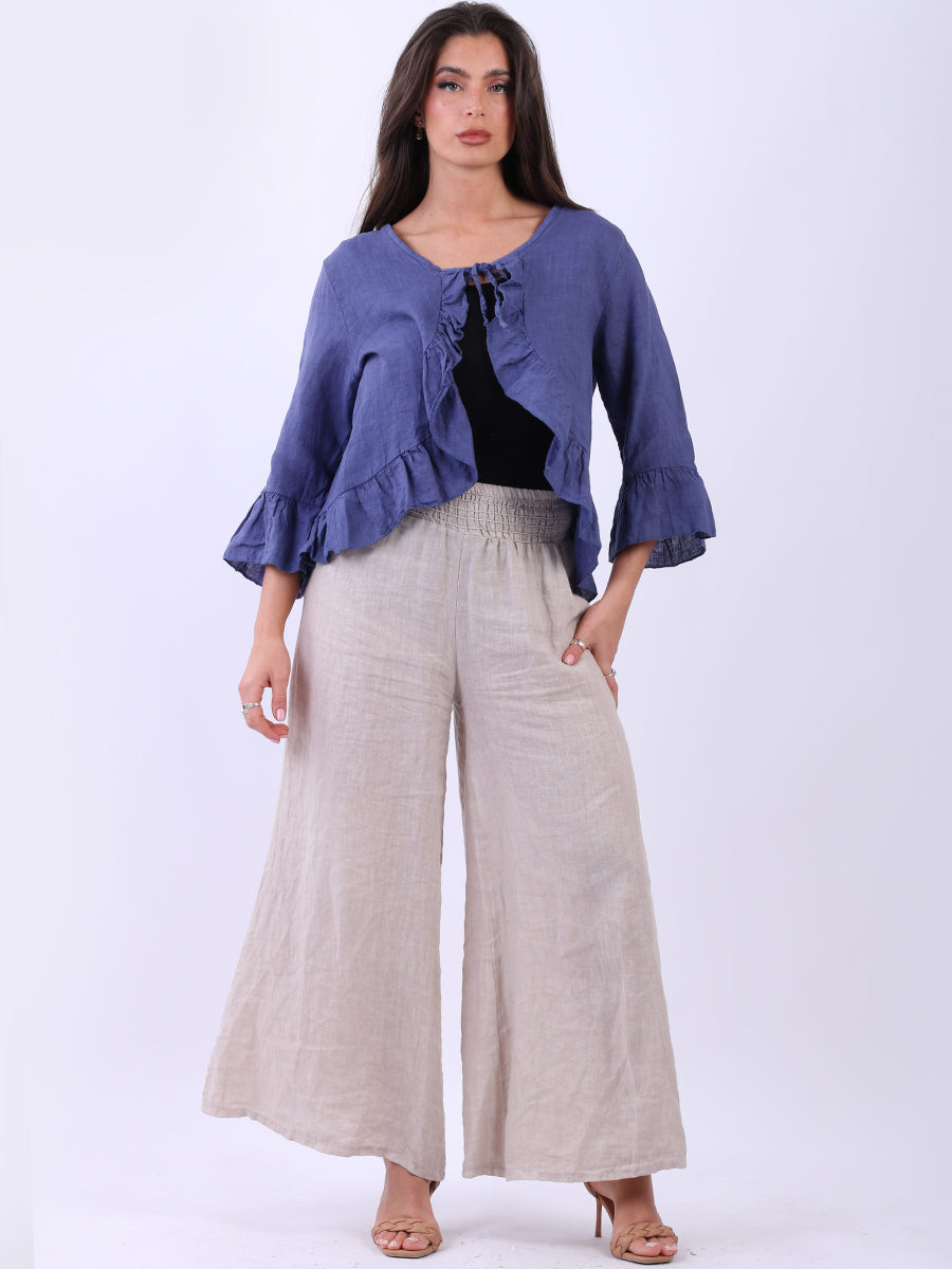 Linen Crop Jacket Denim