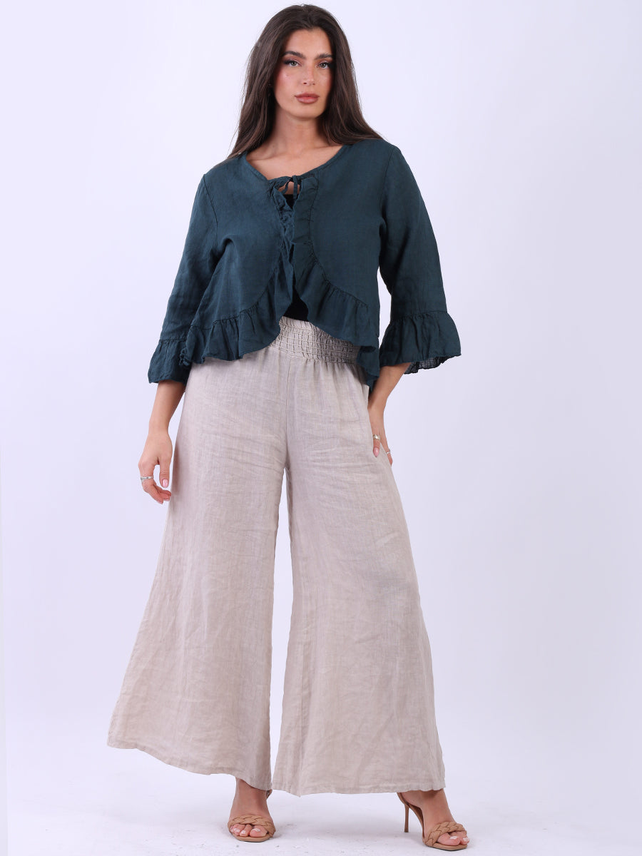 Linen Crop Jacket Navy