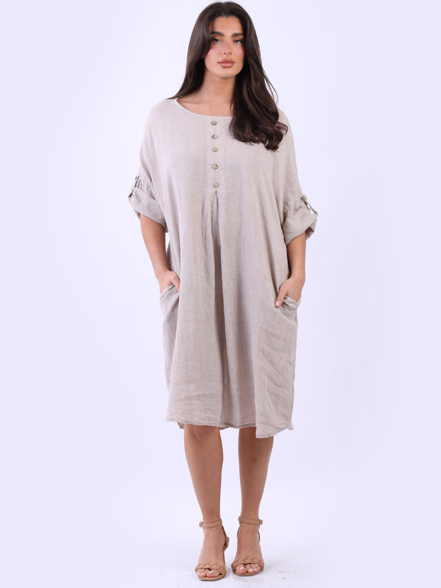 Linen Plus Size Dress Beige