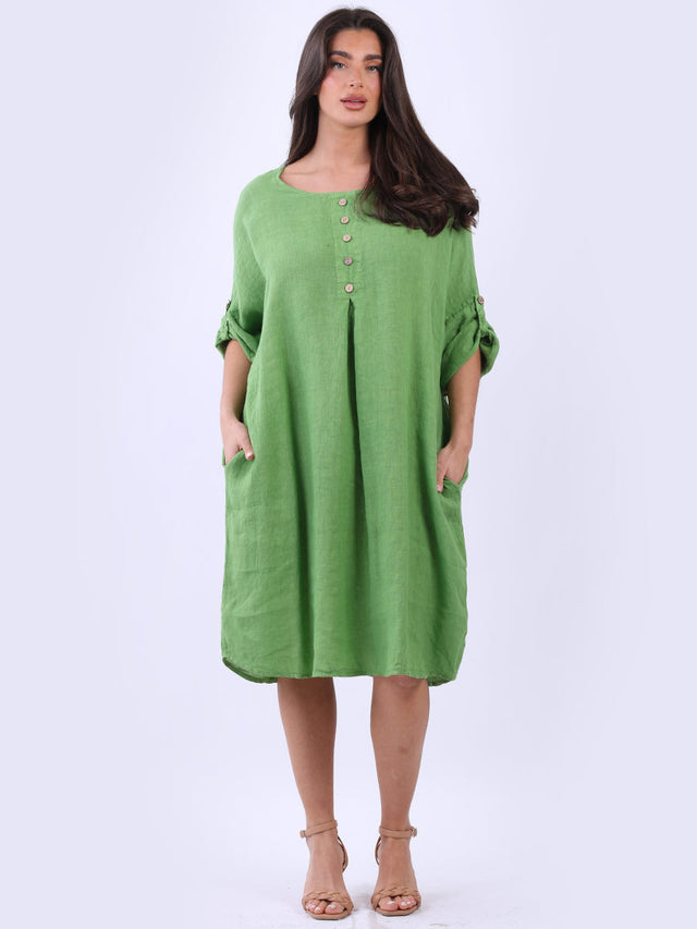 Linen Plus Size Dress Green