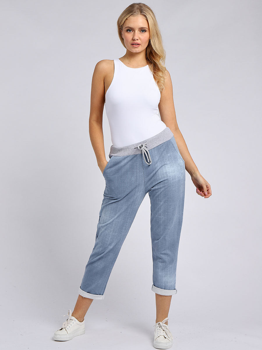 Plain Loose Pockets Cotton Ladies Trouser