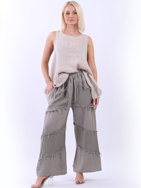 Linen Wide Leg Ladies Pant Mocha