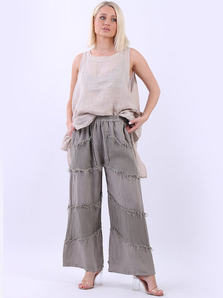 Linen Wide Leg Ladies Pant Mocha