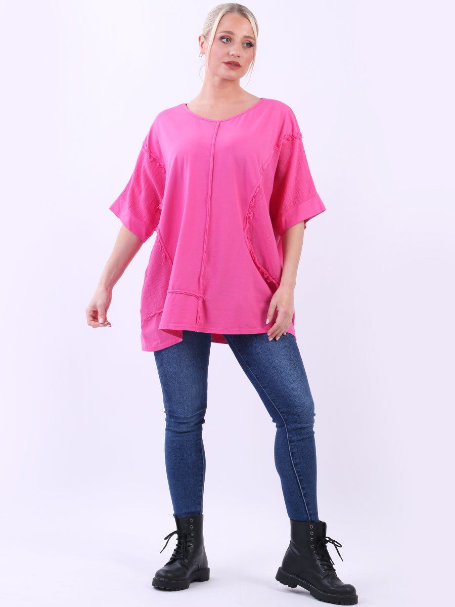 Hopsack Baggy Cotton Top Fuchsia