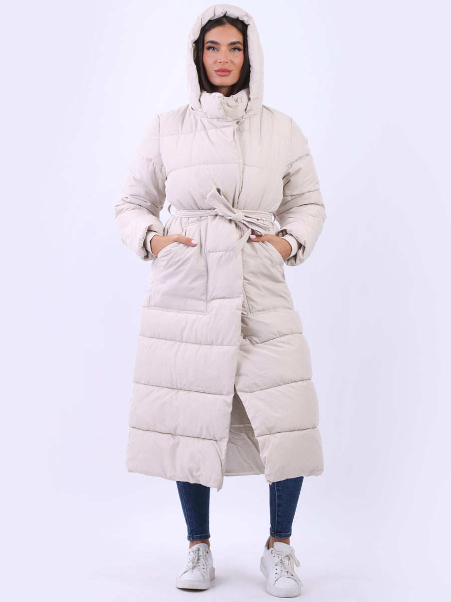 Plus Size Puffer Padded Coat Beige
