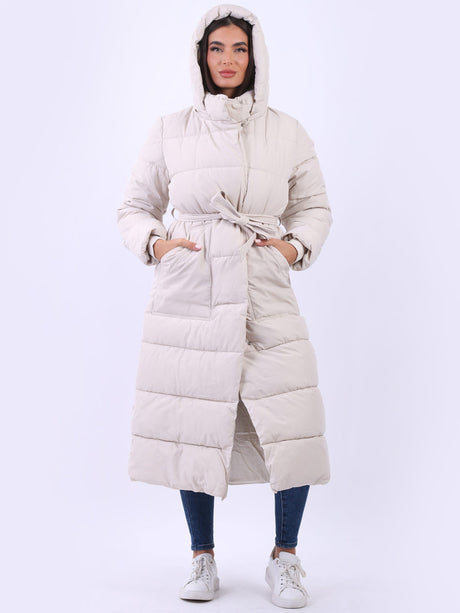 Plus Size Puffer Padded Coat Beige