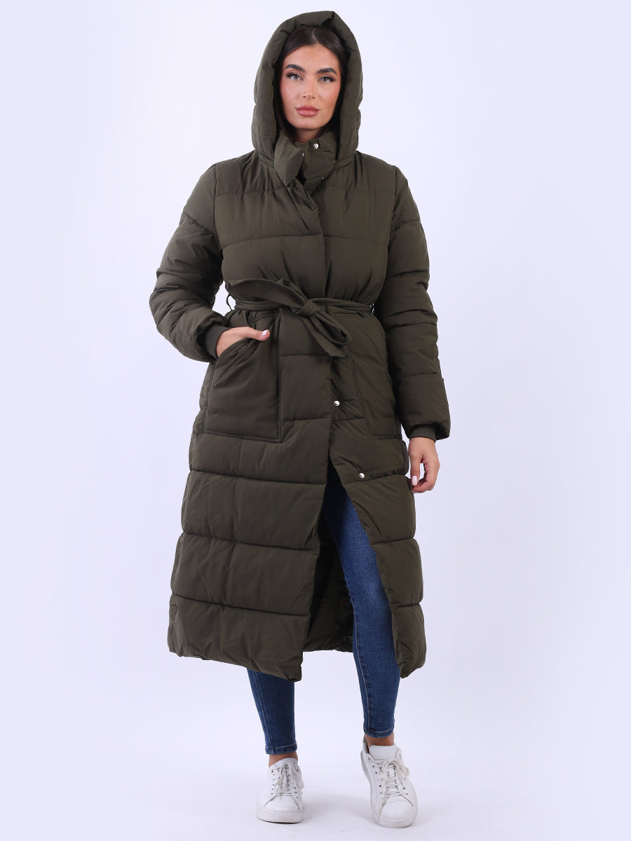 Plus Size Puffer Padded Coat Khaki
