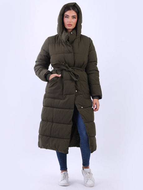 Plus Size Puffer Padded Coat Khaki