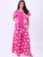 Polka Dot Linen Top Fuchsia