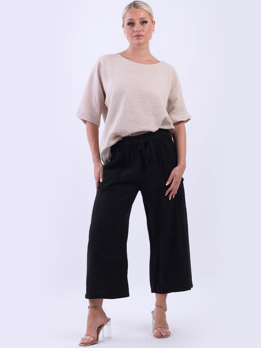 Linen Wide Leg Trouser Black