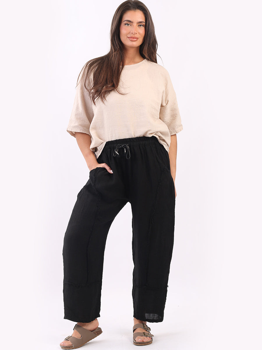 Hopsack Linen Trouser Black