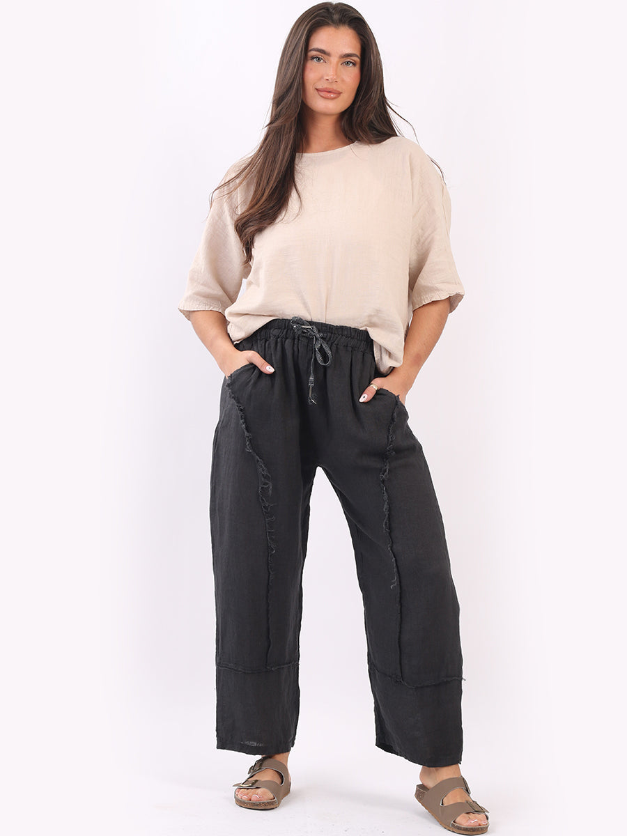 Hopsack Linen Trouser Charcoal